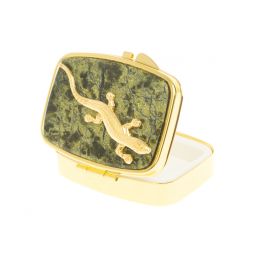 Таблетница на 2 отделения змеевик с ящерицей цвет золото