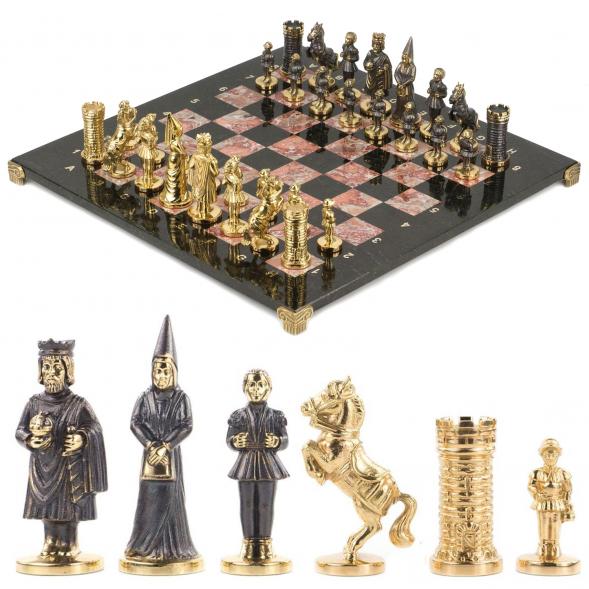 Шахматы &amp;quot;Камелот&amp;quot; бронза, лемезит и змеевика 40х40 см 118065