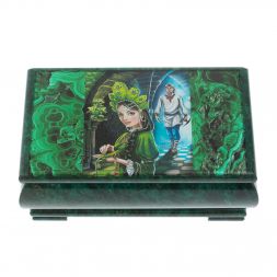 Шкатулка &amp;quot;Хозяйка медной горы и Данила&amp;quot; из змеевика 18х10х8,5 см