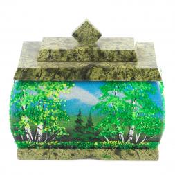 Шкатулка змеевик рисунок Лето 10х7,5х9 см