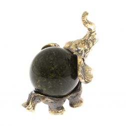 Статуэтка &amp;quot;Слон с шаром № 3&amp;quot; бронза змеевик