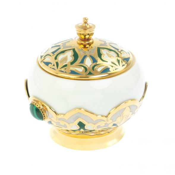 Самовар &amp;quot;Малахитовые узоры&amp;quot; с сервизом на 6 персон Златоуст 129007