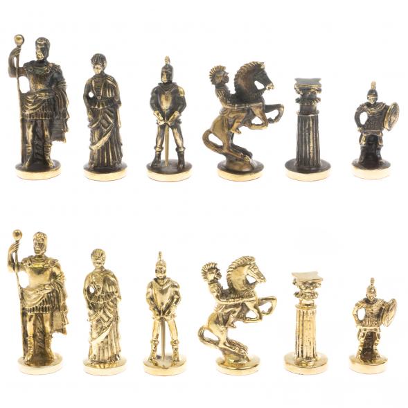 Шахматы подарочные из бронзы &amp;quot;Римские&amp;quot; 44х44 см из змеевика и мрамора 129657