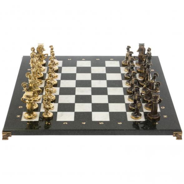 Шахматы подарочные из бронзы &amp;quot;Римские&amp;quot; 44х44 см из змеевика и мрамора 129657