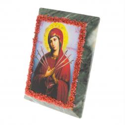 Икона настольная &amp;quot;Семистрельная&amp;quot; камень змеевик 9х7,2х3 см