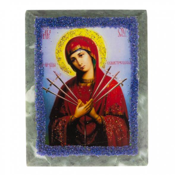 Икона настольная &amp;quot;Семистрельная&amp;quot; камень змеевик 9х7,2х3 см 121445