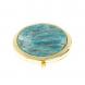 Зеркало круглое из камня голубой апатит цвет золото 122772