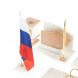 Письменный прибор с гербом и флагом России камень розовый мрамор 123754