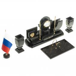 Настольный набор из змеевика "Престиж" с символикой России