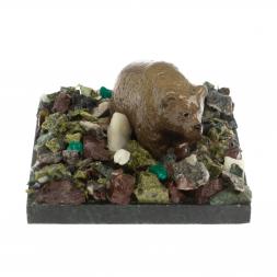 Сувенир &amp;quot;Мишка у камня&amp;quot; змеевик