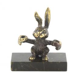 Статуэтка из бронзы и змеевика &amp;quot;Заяц боксер&amp;quot;