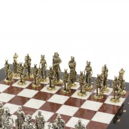 Шахматы &amp;quot;Галлы и Римляне&amp;quot; доска 36х36 см лемезит мрамор