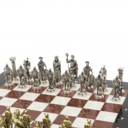 Шахматы &amp;quot;Галлы и Римляне&amp;quot; доска 36х36 см лемезит мрамор