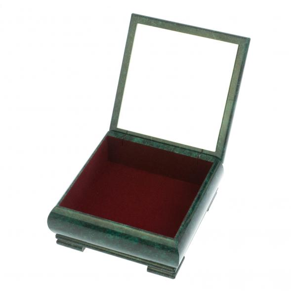 Шкатулка &amp;quot;Рысь и рысята&amp;quot; из змеевика 18х18х8 см 128340