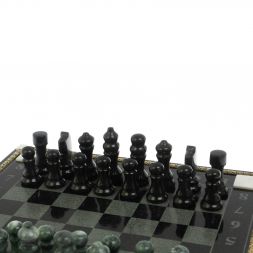Шахматы "Турнирные" с багетом змеевик гранит