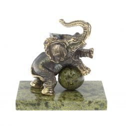 Статуэтка &amp;quot;Слон с шаром цирк&amp;quot; бронза змеевик