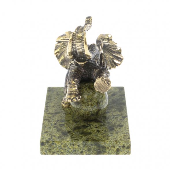 Статуэтка &amp;quot;Слон с шаром цирк&amp;quot; бронза змеевик 128936