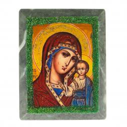 Икона настольная &amp;quot;Богородица&amp;quot; камень змеевик 9х7,2х3 см
