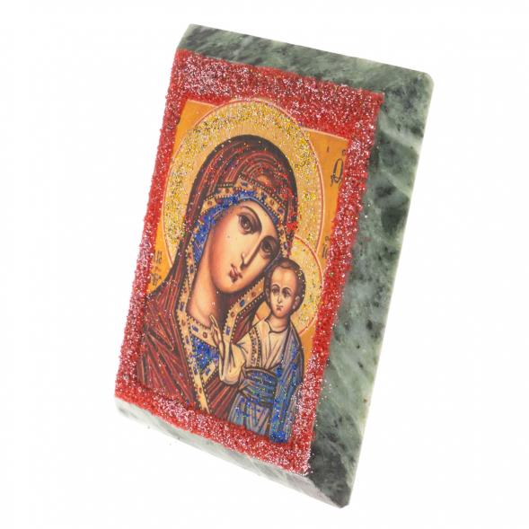 Икона настольная &amp;quot;Богородица&amp;quot; камень змеевик 9х7,2х3 см 121446