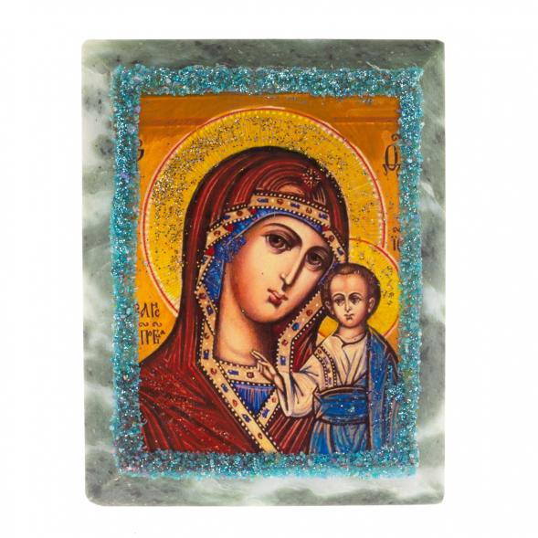Икона настольная &amp;quot;Богородица&amp;quot; камень змеевик 9х7,2х3 см 121446