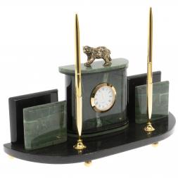 Настольный прибор &amp;quot;Медведь&amp;quot; из зеленого офиокальцита