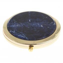 Зеркало круглое из камня содалит цвет золото
