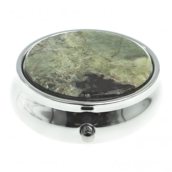 Таблетница на 3 отсека камень желтый апатит цвет серебро 123212