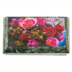 Шкатулка с иллюстрацией &amp;quot;Розы&amp;quot; камень змеевик 17,5х9,5х7,5 см