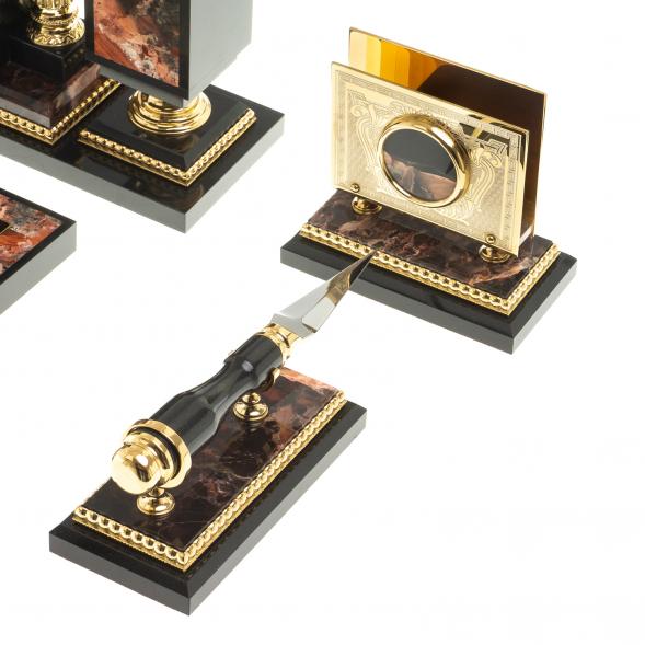 Настольный набор из камня яшма &amp;quot;Георгий Победоносец&amp;quot; 116474