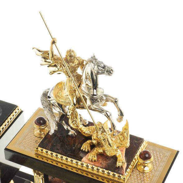 Настольный набор из камня яшма &amp;quot;Георгий Победоносец&amp;quot; 116474