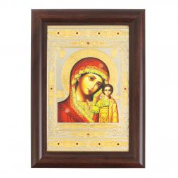 Икона гравюра &amp;quot;Казанская Божья Матерь&amp;quot; багет 12,5х17,5х1 см Златоуст