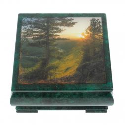 Шкатулка &amp;quot;Закат&amp;quot; из змеевика 18х18х8 см