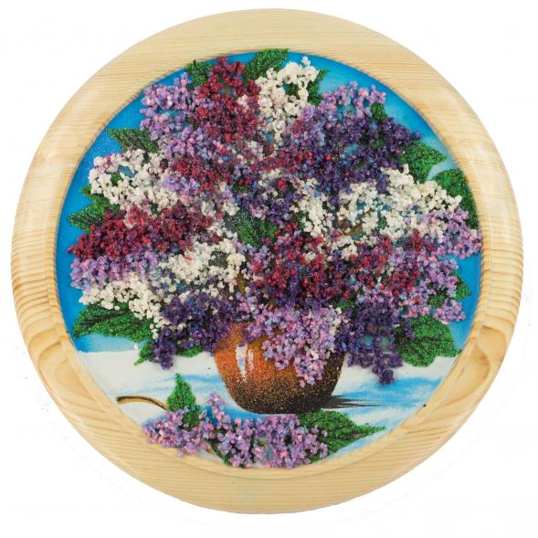 Панно &amp;quot;Сирень&amp;quot; 30х30 см из каменной крошки на голубом фоне 121158