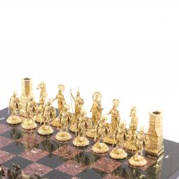 Шахматы с бронзовыми фигурами &amp;quot;Спарта&amp;quot; камень креноид 40х40 см