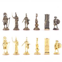 Шахматы с бронзовыми фигурами &amp;quot;Спарта&amp;quot; камень креноид 40х40 см