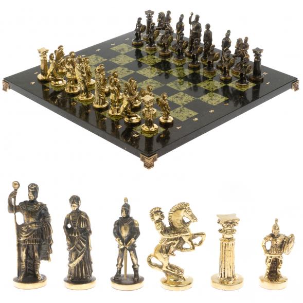 Шахматы &amp;quot;Римские&amp;quot; из бронзы и змеевика 44х44 см 129658