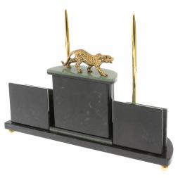 Настольный прибор &amp;quot;Гепард&amp;quot; из зеленого офиокальцита