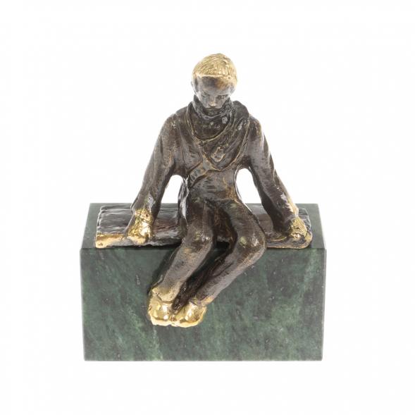 Статуэтка &amp;quot;Монтажник&amp;quot; змеевик бронза 6х3х7,5 см 129857