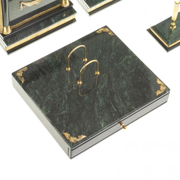 Письменный набор из змеевика &amp;quot;Цезарь&amp;quot; с лотком А4 122209