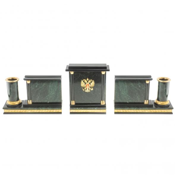 Письменный набор из змеевика &amp;quot;Цезарь&amp;quot; с лотком А4 122209