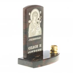 Икона с подсвечником &amp;quot;Тихвинская&amp;quot; камень обсидиан