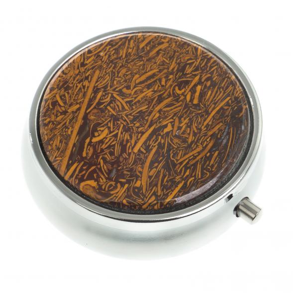 Таблетница на 3 отсека камень змеиная яшма цвет серебро 123213