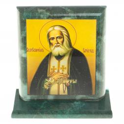 Икона &amp;quot;Серафим Саровский&amp;quot; змеевик 11,5х4,5х12 см