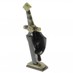 Настольный сувенир &amp;quot;Щит и меч&amp;quot; камень змеевик 10х7х28 см