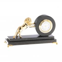 Часы настольные из бронзы и долерита &amp;quot;Лев&amp;quot;