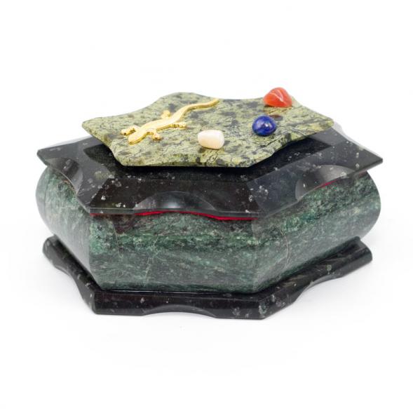 Шкатулка &amp;quot;Лепесток&amp;quot; малая камень змеевик 14х8х7 см 116500