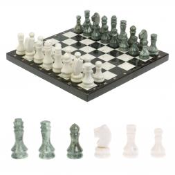 Каменные шахматы &amp;quot;Традиционные&amp;quot; доска 40х40 см мрамор шабовский змеевик