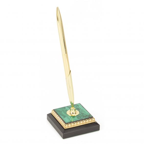 Подставка под ручку малахит позолота 118717