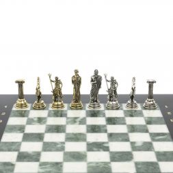 Шахматы подарочные &amp;quot;Римские лучники&amp;quot; 28х28 мрамор шабровский змеевик