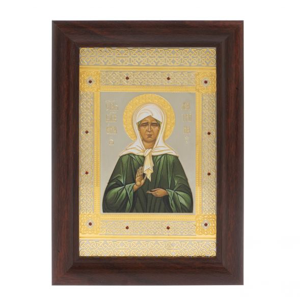 Икона гравюра &amp;quot;Матрона Московская&amp;quot; багет 12,5х17,5х1 см Златоуст 128018